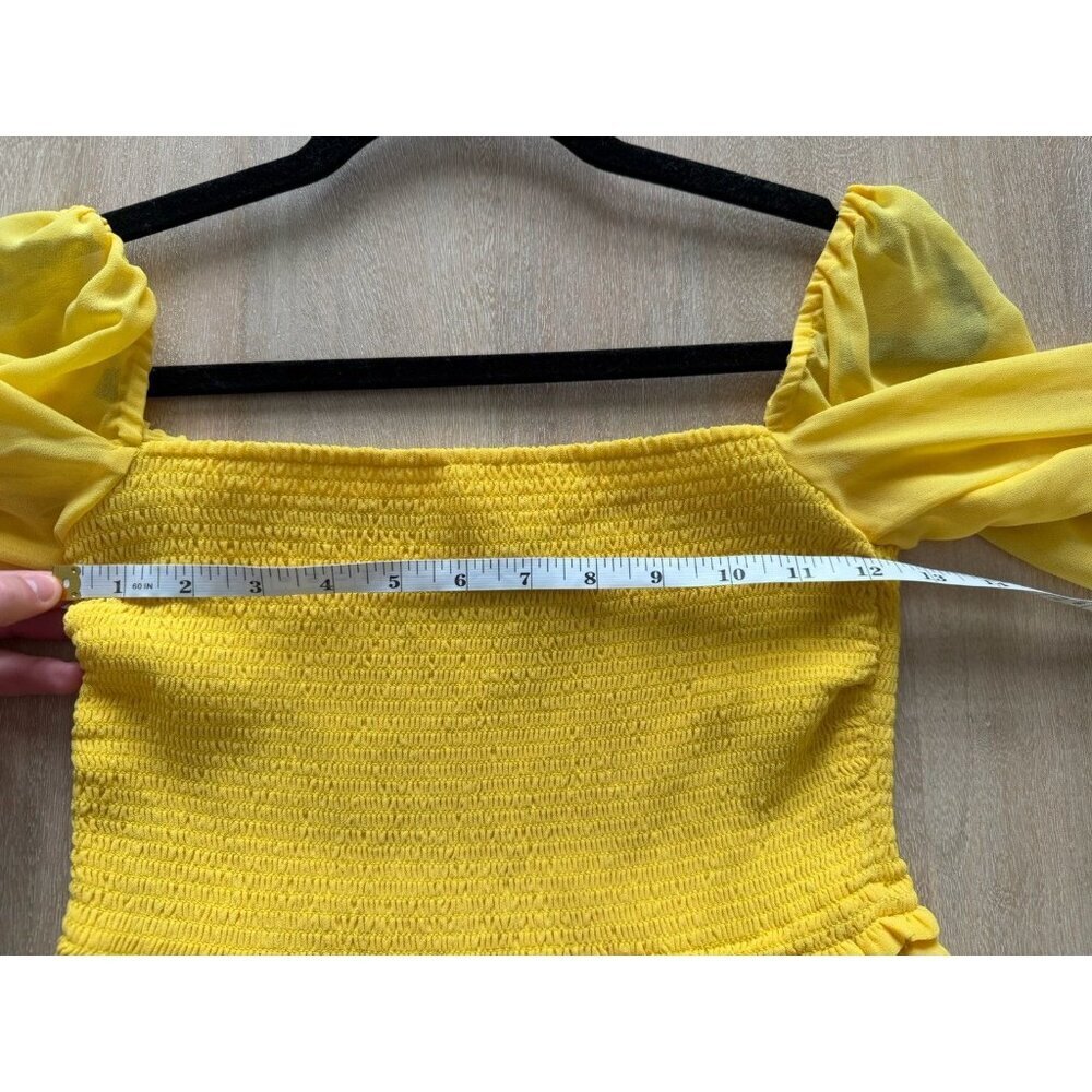 Aritzia Wilfred Tempest Mini Dress in Yellow Size Small Long Sleeve Squareneck - Picture 6 of 7